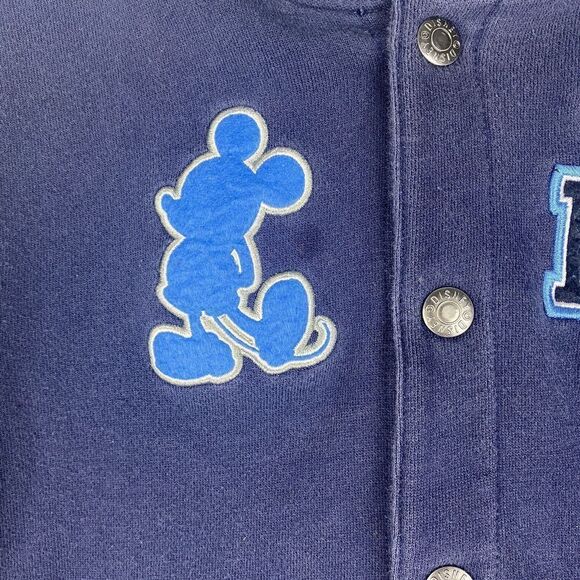 Disney Parks Mickey Mouse Letterman Jacket Boys Extra Small Blue Gray Pockets - Picture 6 of 12